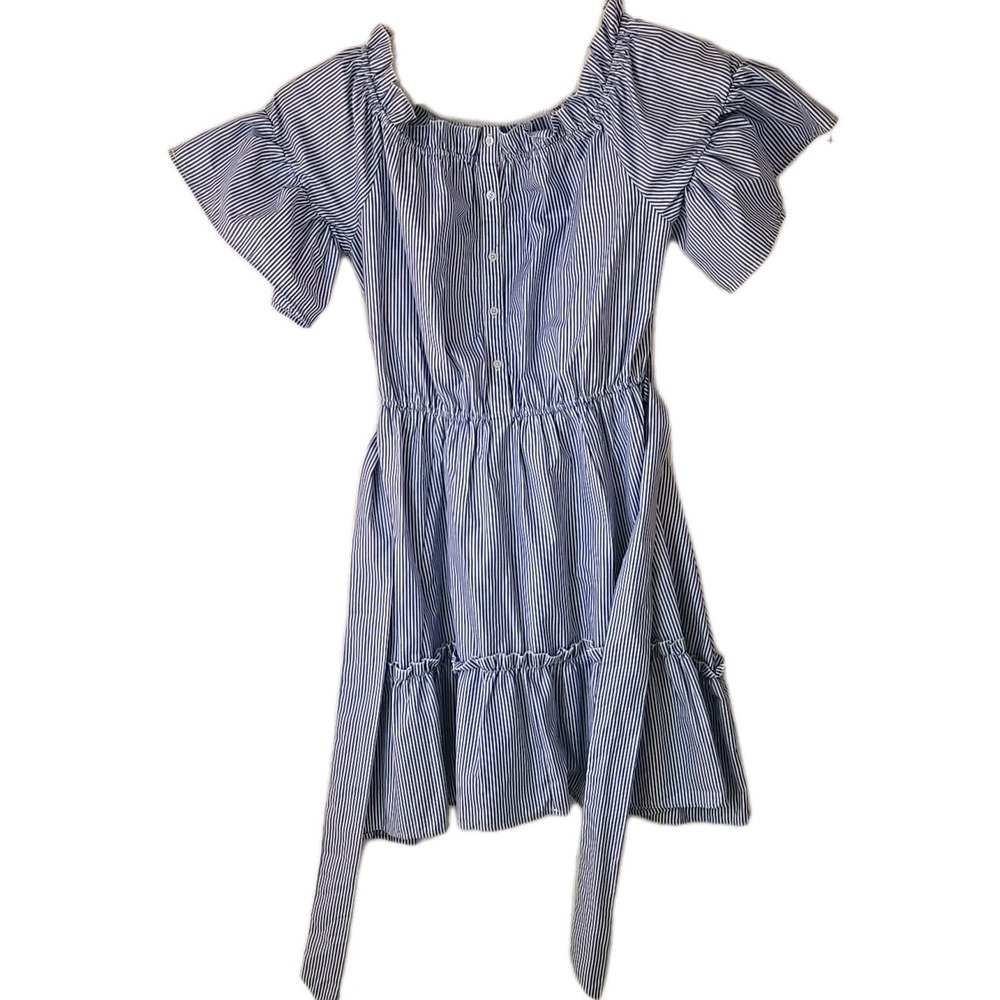 True‎ Destiny Dress Women's Plus Size 1X Ruffle Sleeve Boho Casual Flowy Blue